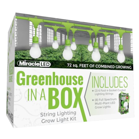 Miracle Led 4-Socket Greenhouse in a Box Grow Light Kit- Full Spec. 12W Replace 150W Grow Bulbs, 2PK 802259